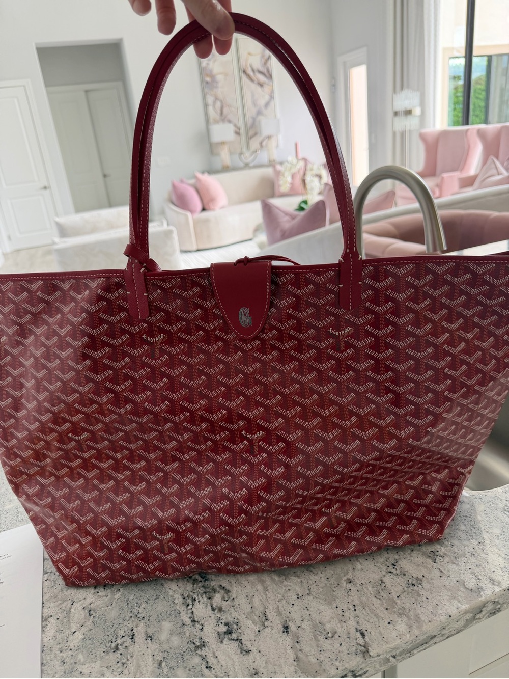 Goyard Red Patterned St. Louis Tote Gm Size
